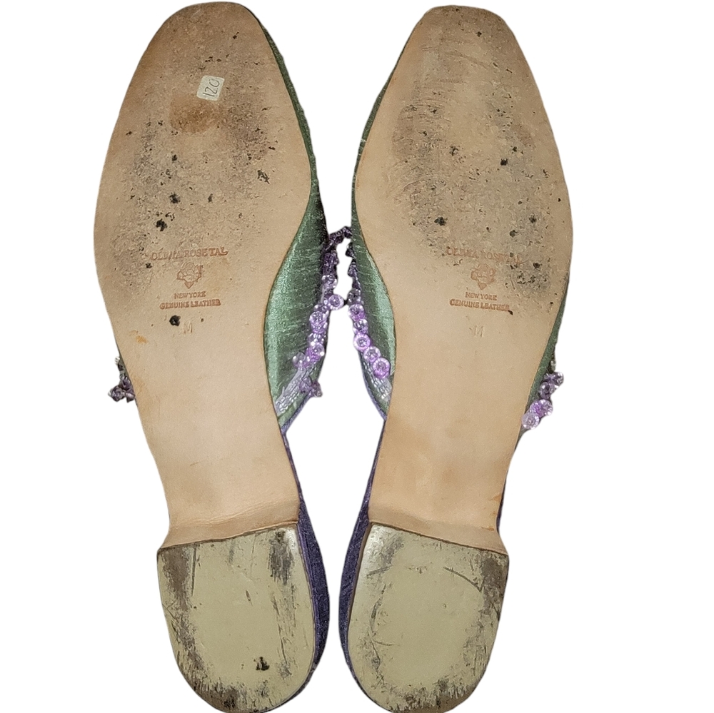 Olivia Rose Tal Green Silk Mules - Picture 4 of 4